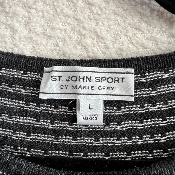 St. John Sport Women’s Black Wool Blend Zipper Cardigan Sweater Set Size Large - Picture 6 of 16